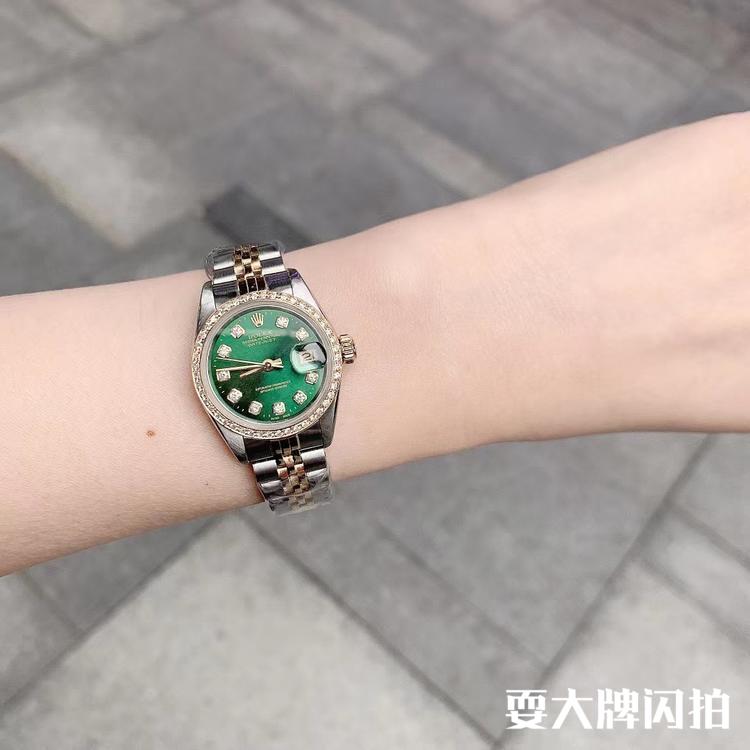 Rolex劳力士 女装日志型自动机械腕表 Rolex劳力士女装日志型自动机械腕表，超美绿面刻度钻，18K间金日历窗，经典保值，高贵优雅，专柜152400，表径26超值带走